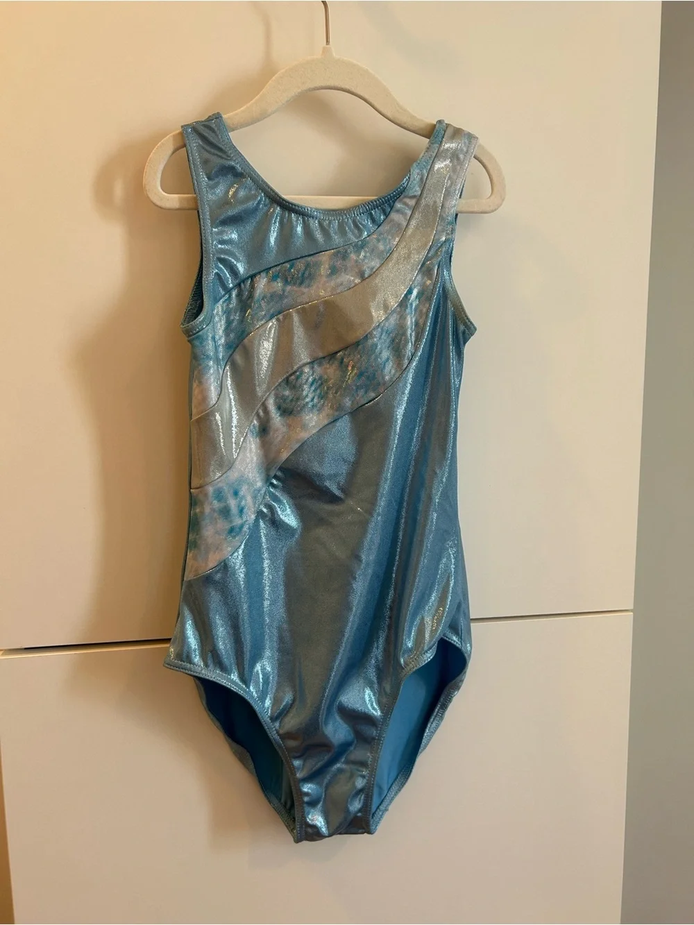 balera Shiny Light Blue and Silver Dance |Gymnastics Leotard - LC